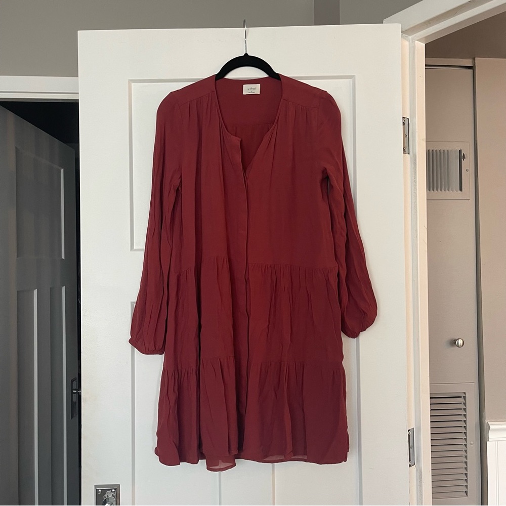 Wilfred Burnt Orange Long sleeve Dress with Buttons